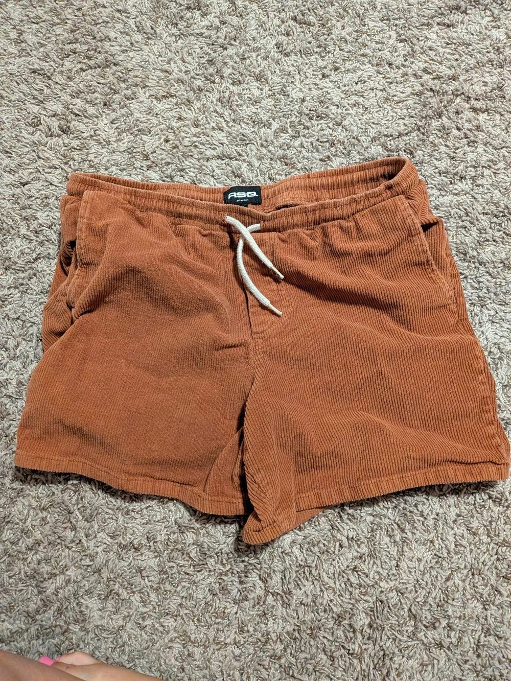 RSQ Men's Rust Orange Corduroy Flat Front Drawstring Shorts